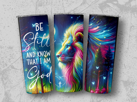 Be Still And Know That I Am God Colorful Lion Art Tumbler - Design & Vybe