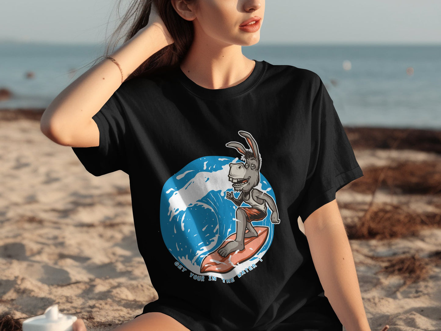 Surfing Donkey Graphic Tee Beach Fun T-shirt product