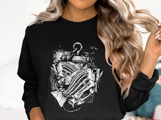 Fishing Inspired Nautical Graphic Sweater - Design & Vybe