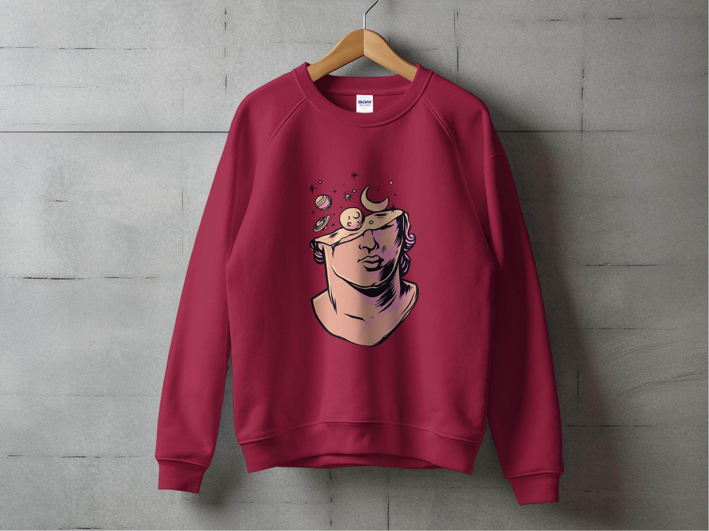 Head in the Space Planets and Moon Graphic Art Sweater - Design & Vybe