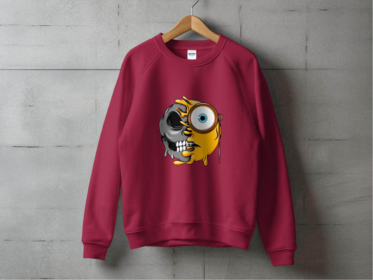 Half Skull Half Emoji with Monocle Fusion Design Sweater - Design & Vybe
