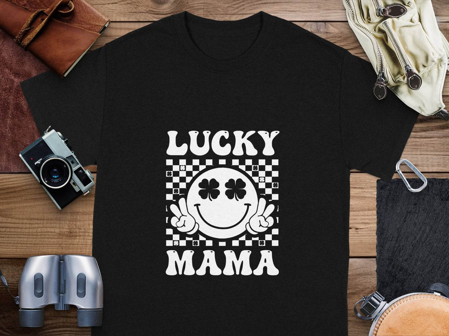 Lucky Mama St Patricks Day Design Smiley Face T-Shirt - Design & Vybe