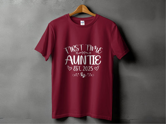 First Time Auntie Est 2025 New Aunt Design T-Shirt - Design & Vybe