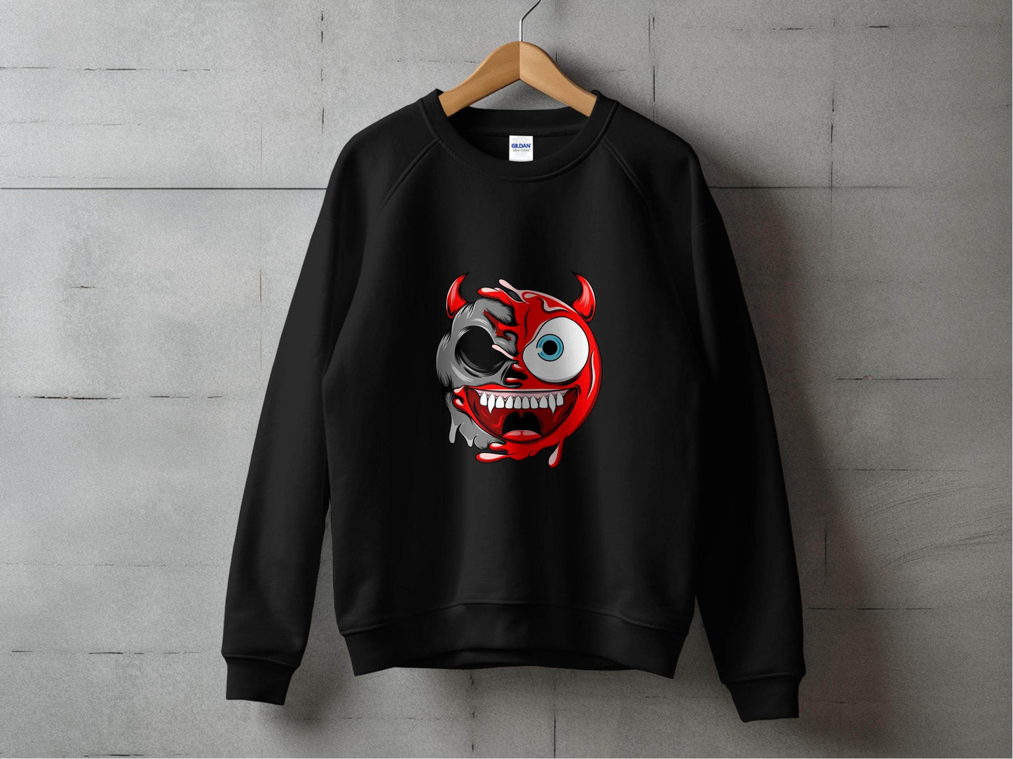 Half Skull Half Devil Smiling Face Design Art Sweater - Design & Vybe
