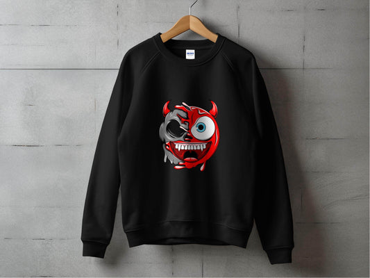 Half Skull Half Devil Smiling Face Design Art Sweater - Design & Vybe