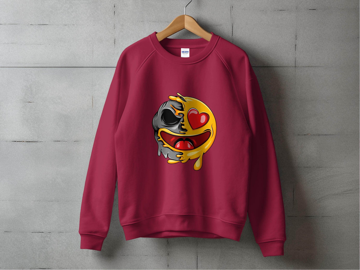 Skull Emoji with Heart Eyes Novelty Graphic Sweater - Design & Vybe