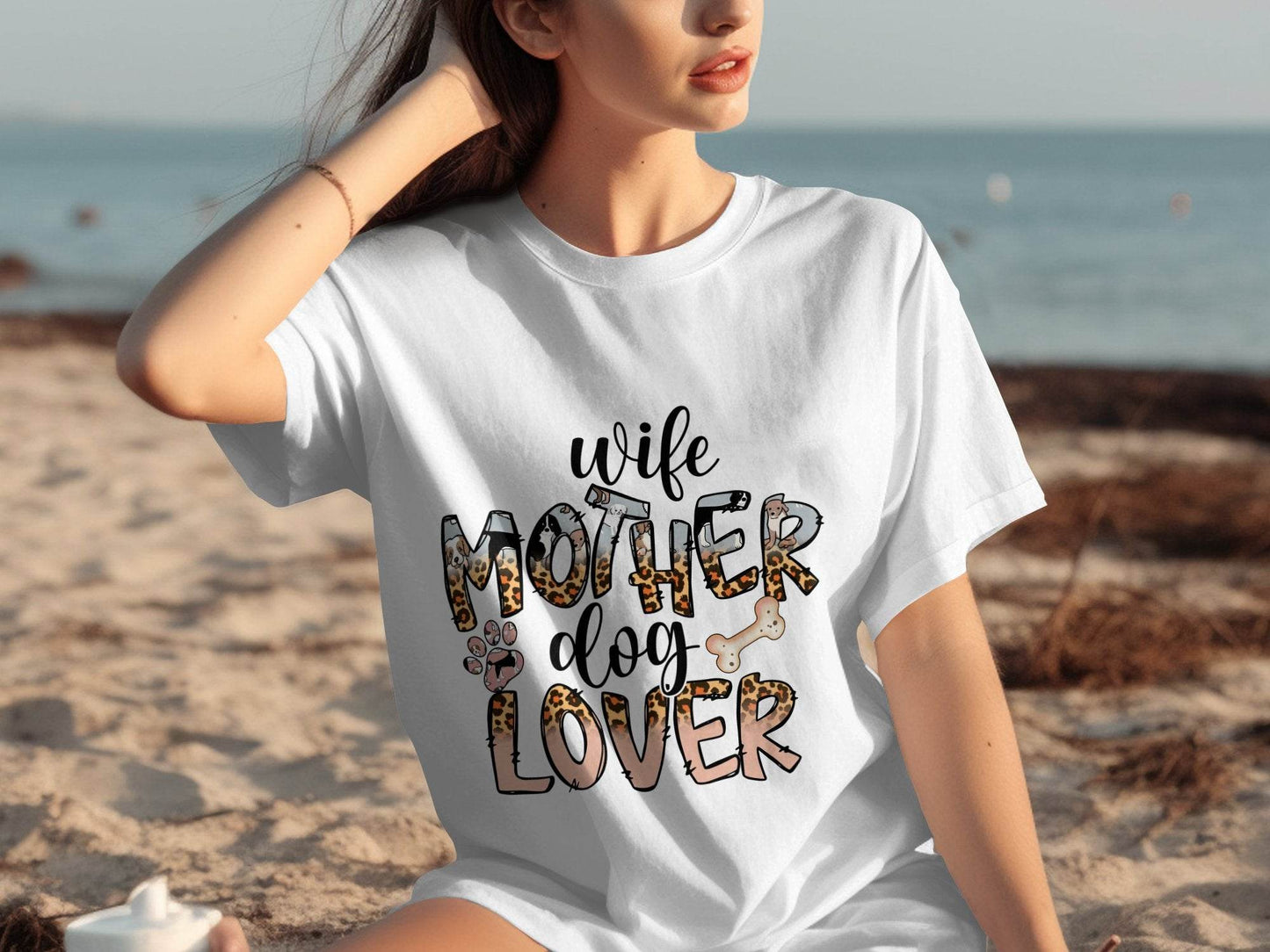 Wife Mother Dog Lover Animal Print Bone Graphic T-Shirt - Design & Vybe