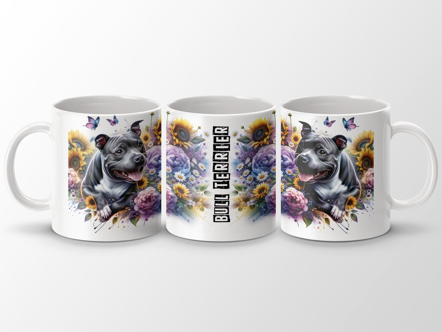Bull Terrier Flowers and Butterflies Mug product