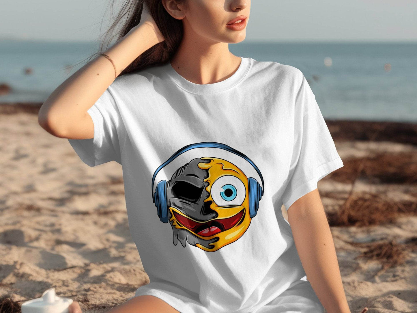 Bold Expression Headphones Smiley Graphic T-Shirt - Design & Vybe