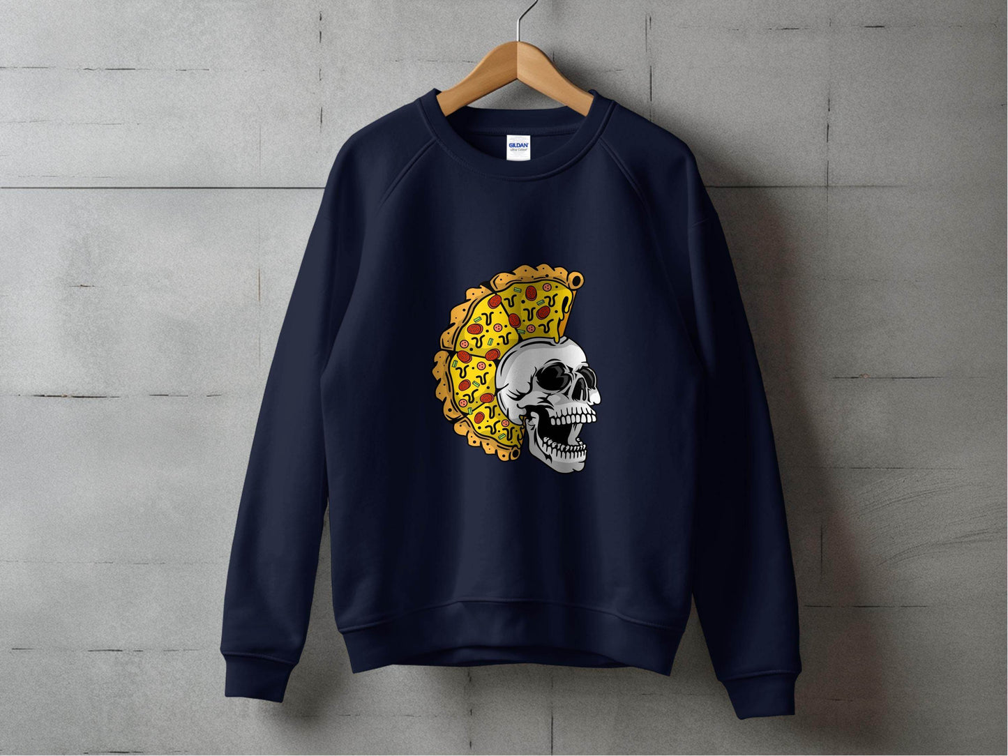 Skull with Pizza Hairstyle Graphic Novelty Design Sweater - Design & Vybe