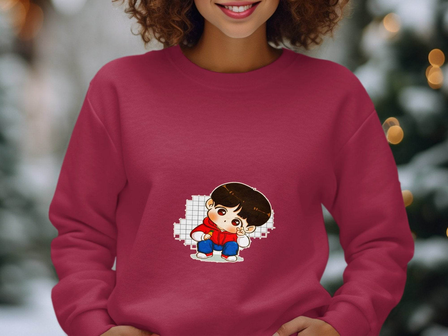 Cute Cartoon Boy In Red Hoodie Carrot in Hand Hoodie - Design & Vybe