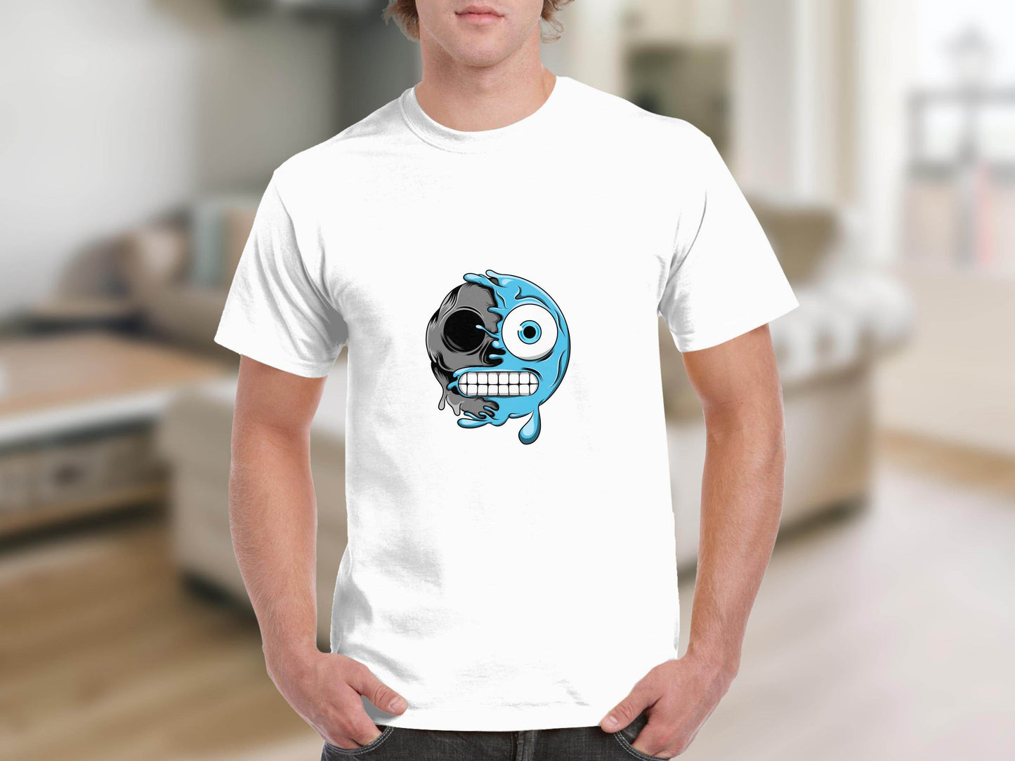 Half Skull Half Water Graphic Design Printed T-Shirt - Design & Vybe