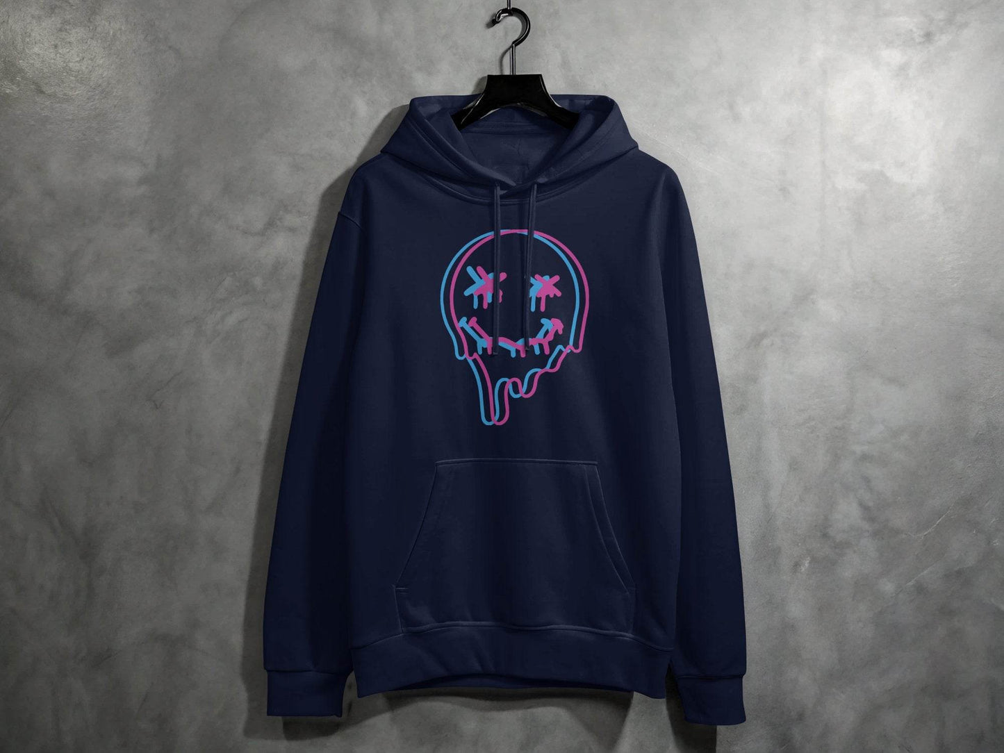 Unique Funny Dripping Smiley Graffiti Dead Face Graphic Hoodie - Design & Vybe