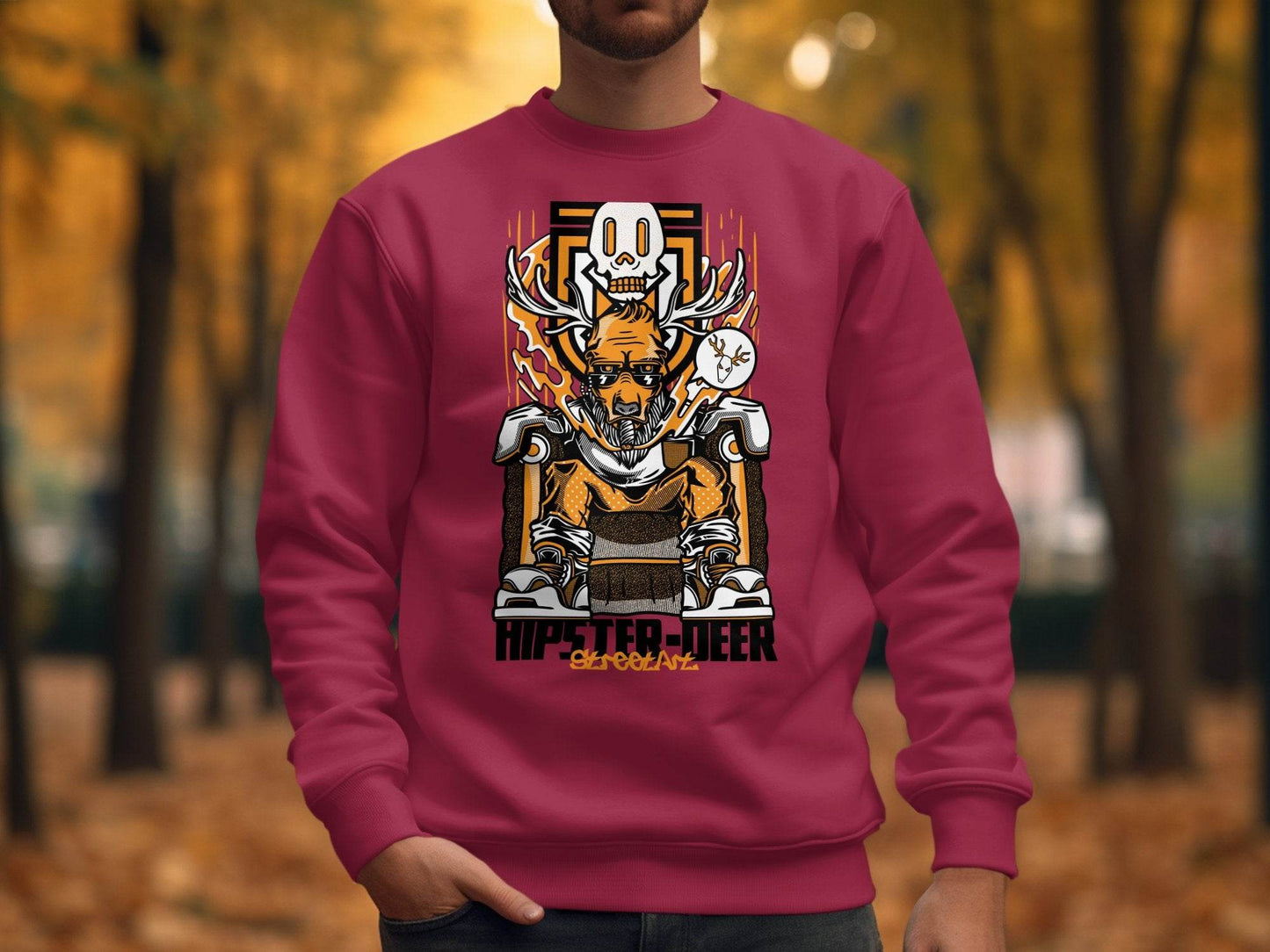 Hipster Deer Street Art Graphic Design For Casual Sweater - Design & Vybe