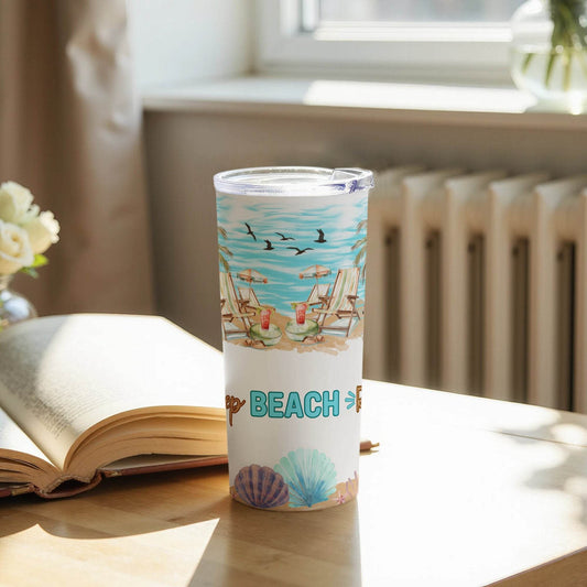 Beach Paradise Eat Sleep Beach Repeat Themed Design Tumbler - Design & Vybe