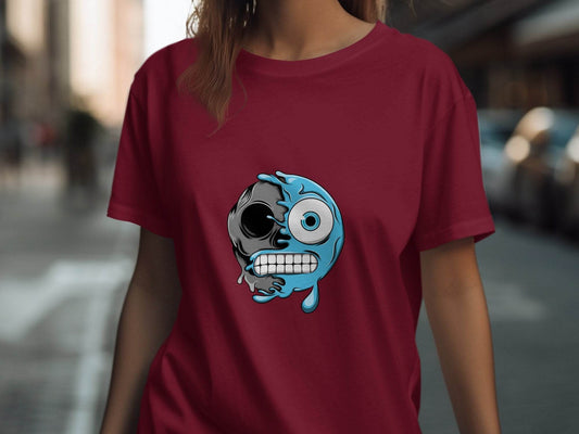Half Skull Half Water Graphic Design Printed T-Shirt - Design & Vybe
