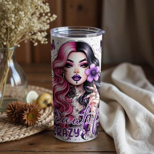 Beautiful Crazy Emo Girl With Butterflies Design Tumbler - Design & Vybe
