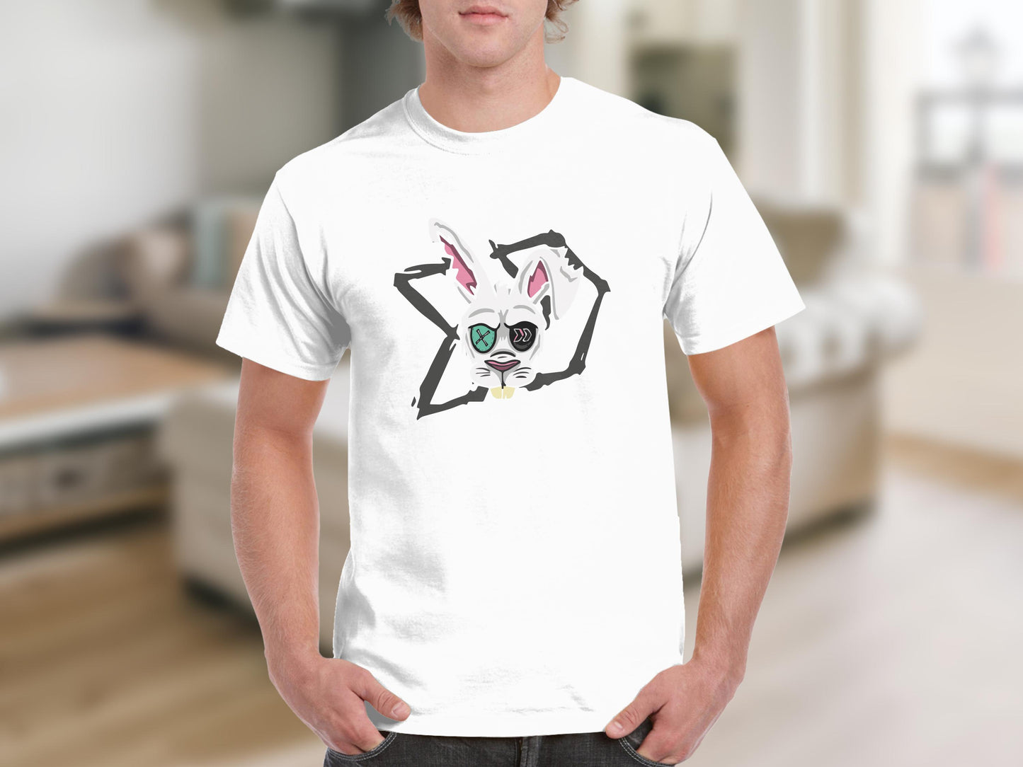 Stylish Graphic White Shirt with Cool Bunny Design product type