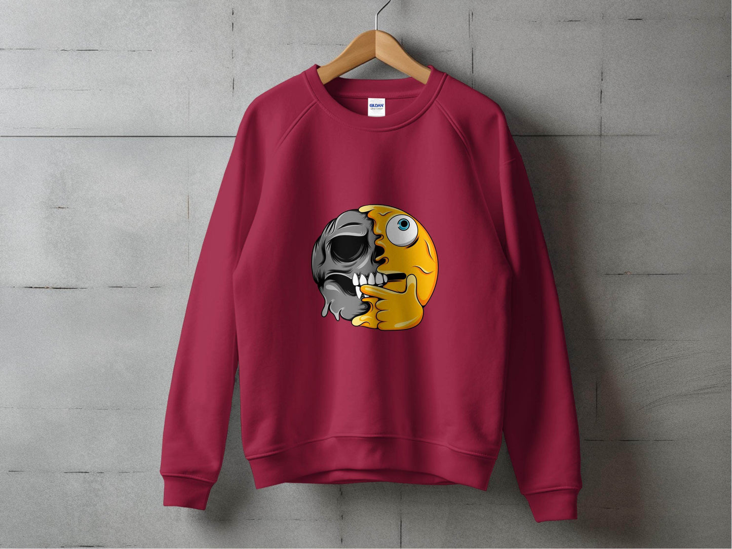 Emoji Skull Half and Half Funny Face Art Sweater - Design & Vybe
