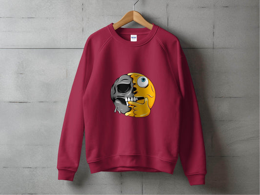 Emoji Skull Half and Half Funny Face Art Sweater - Design & Vybe