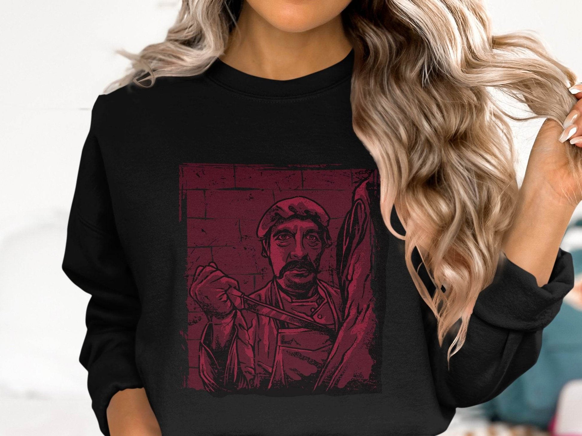 Vintage Butcher with Intense Gaze Graphic Sweater - Design & Vybe
