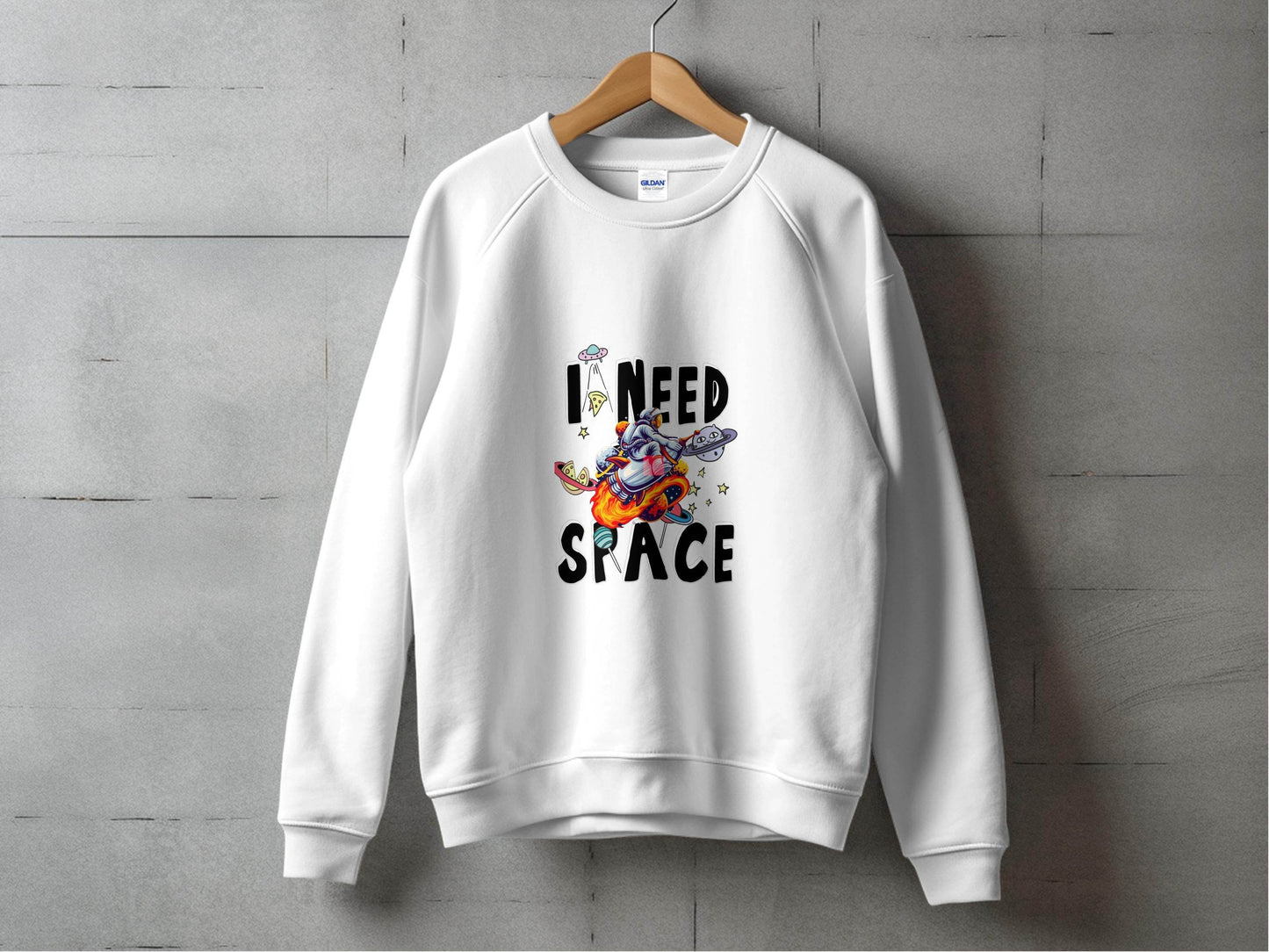 I Need Space Astronaut Riding Rocket Graphic Novelty Sweater - Design & Vybe