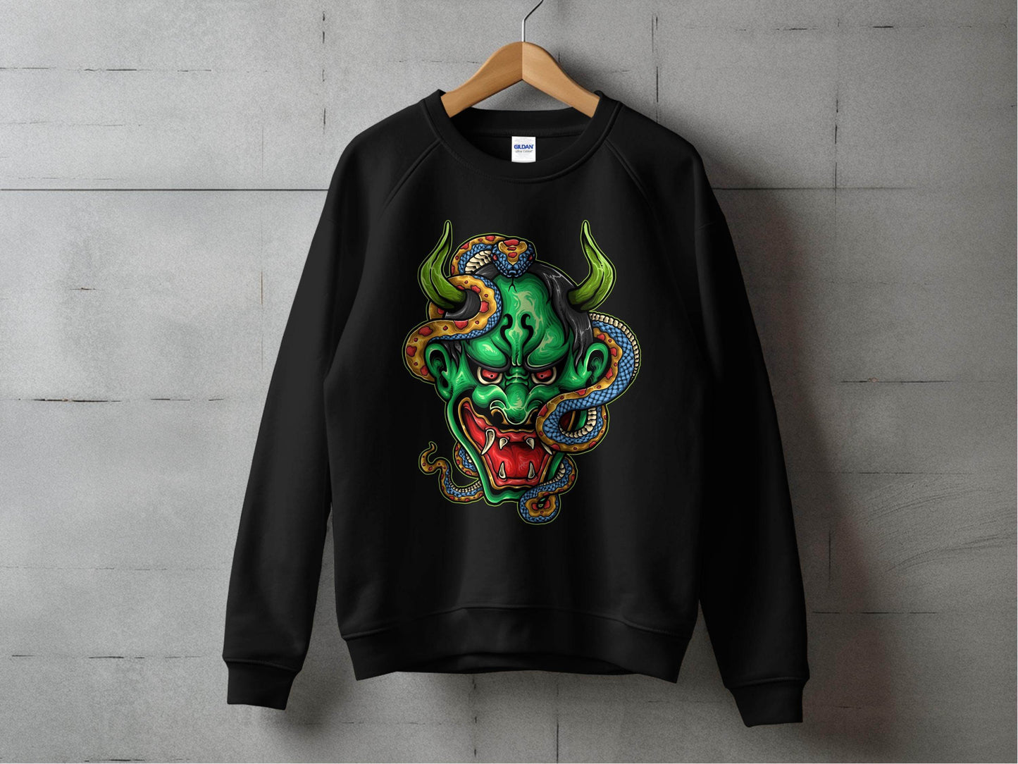 Bizarre Demon Face with Snake Design Horror Sweater - Design & Vybe