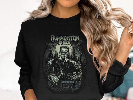 Vintage Frankenstein Rocks Graphic Design Sweater - Design & Vybe