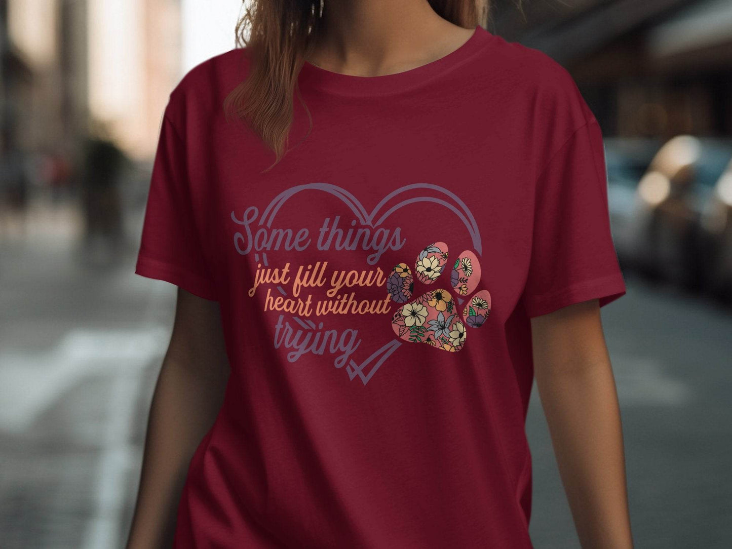 Some Things Fill Heart Without Trying Floral Paw Print T-Shirt - Design & Vybe