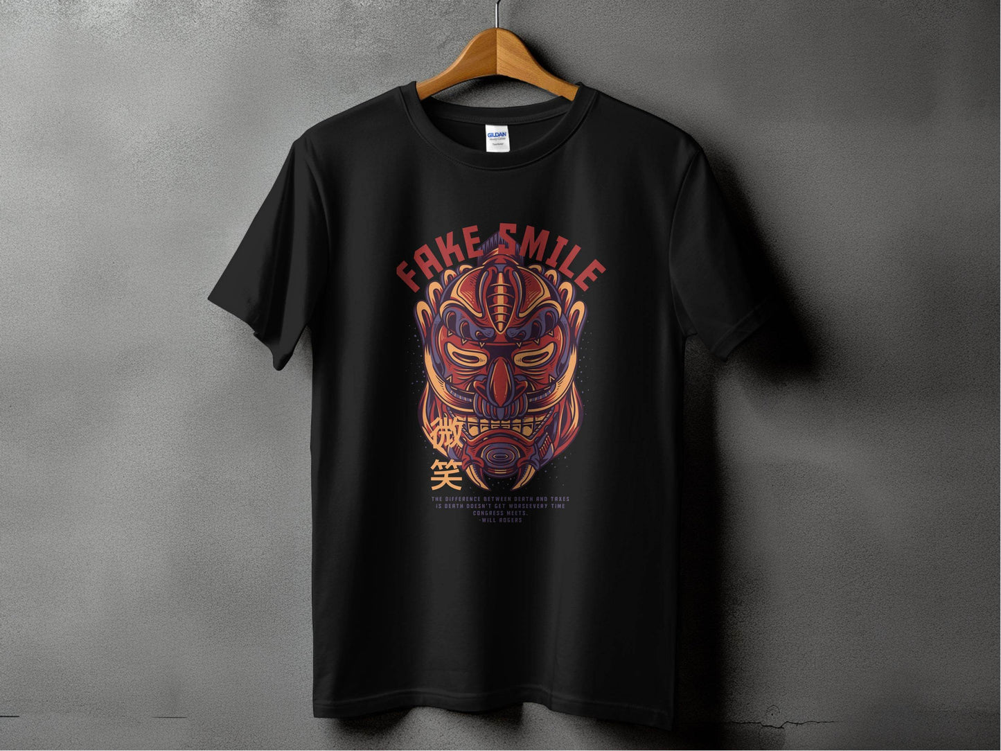 Fake Smile Japanese Mask Design Graphic T-Shirt - Design & Vybe