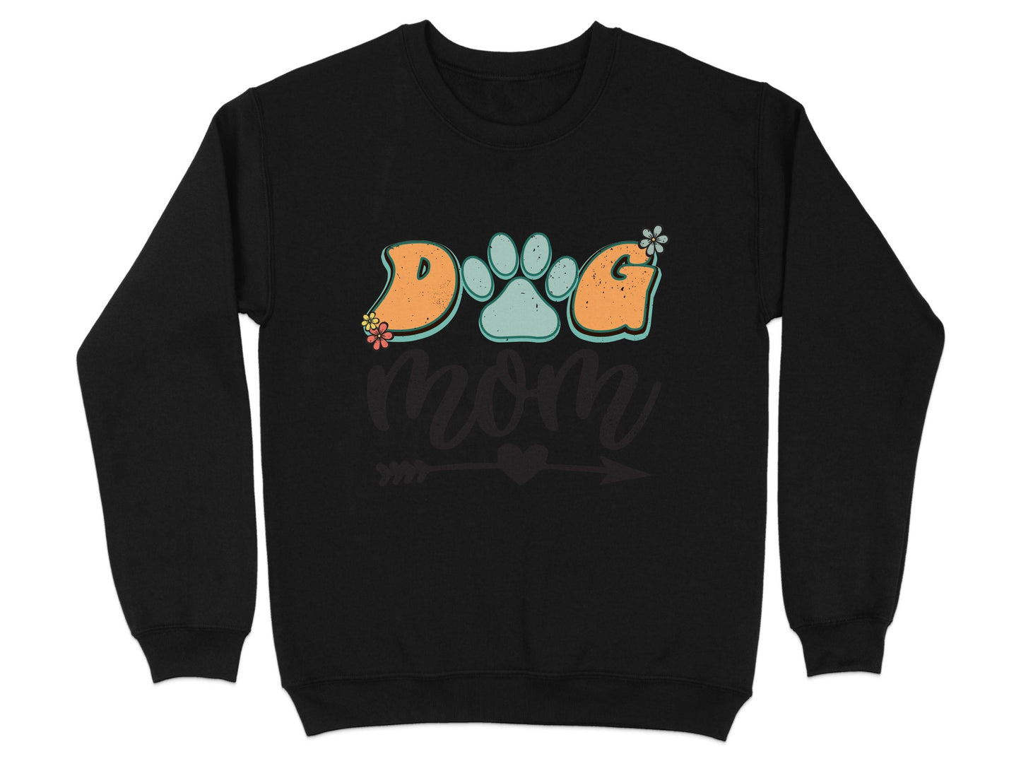 Dog Mom Retro Design Flower And Heart Arrow Graphic Sweater - Design & Vybe