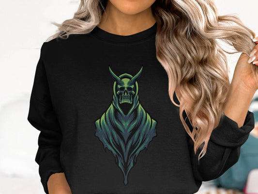 Gothic Hooded Skull Artwork Graphic Sweater - Design & Vybe