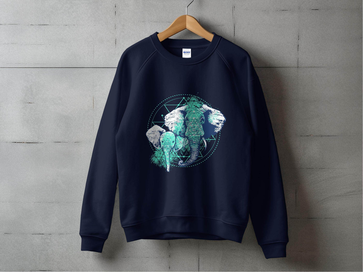 Stunning Elephant Graphic Blue Nature Design Sweater - Design & Vybe