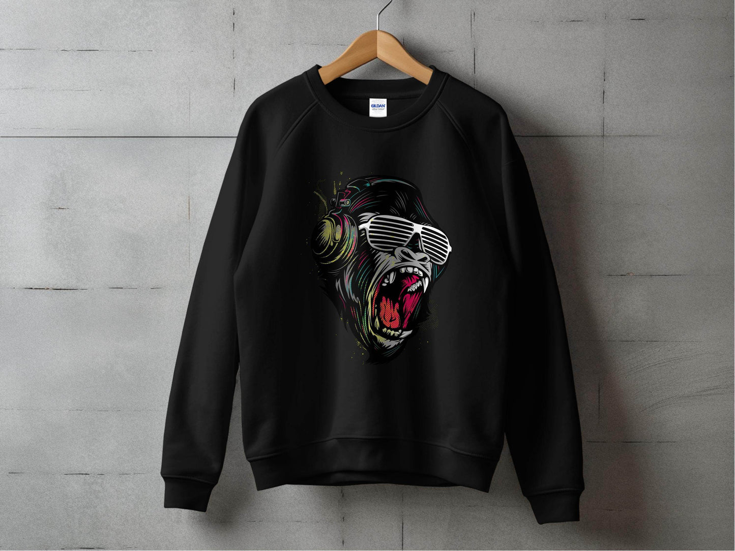 Funky Gorilla with Shades and Headphones Sweater - Design & Vybe