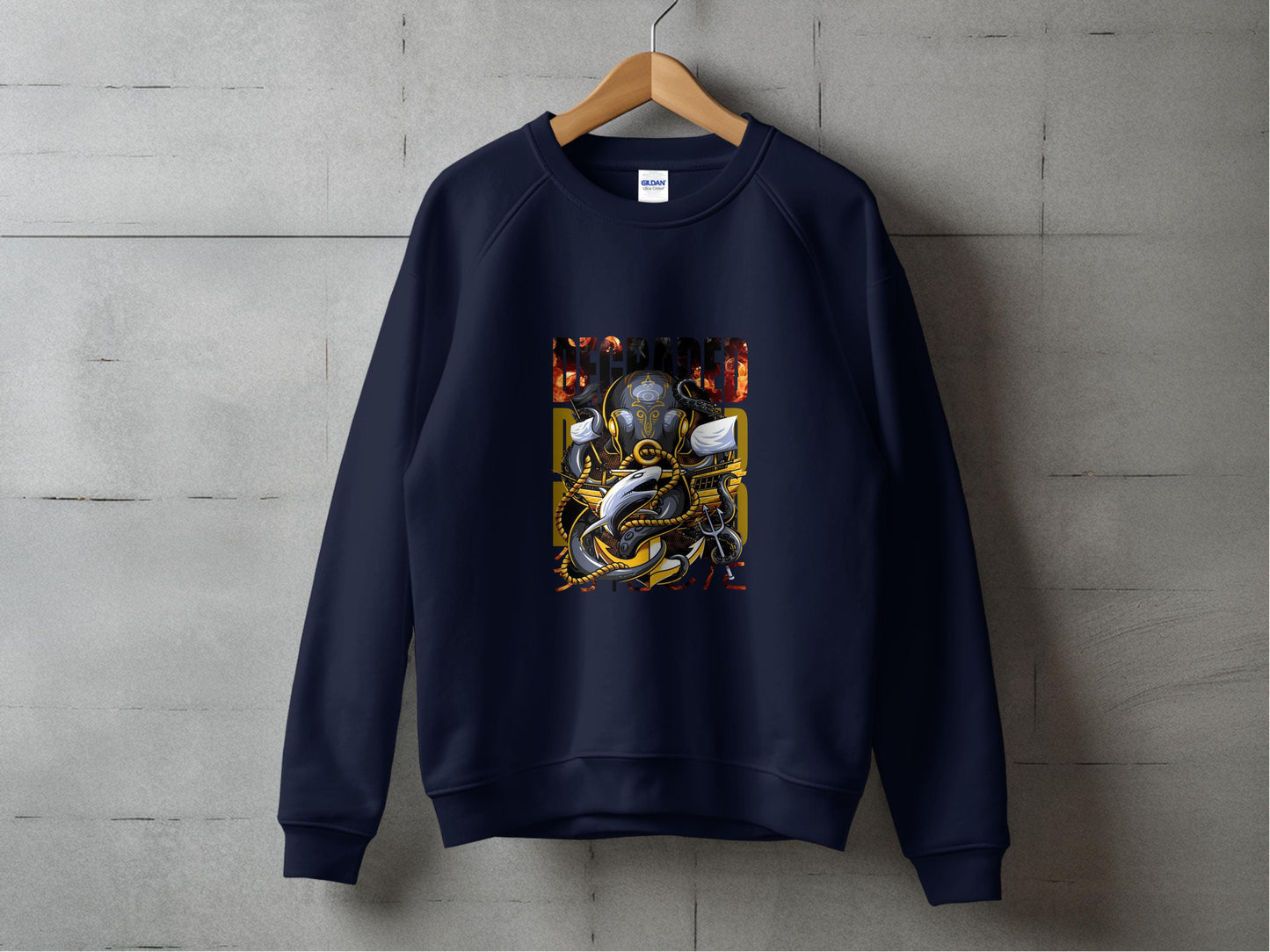 Vintage Octopus Art Graphic Navy Sweatshirt product