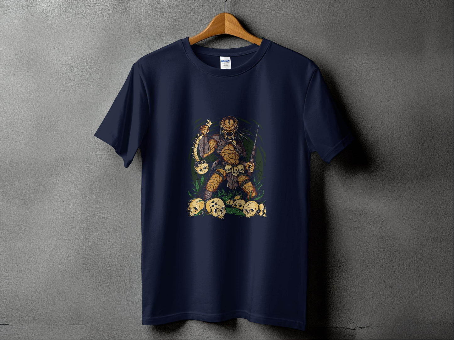 Alien Hunter Predator Weapon In Skulls Design Graphic T-Shirt - Design & Vybe