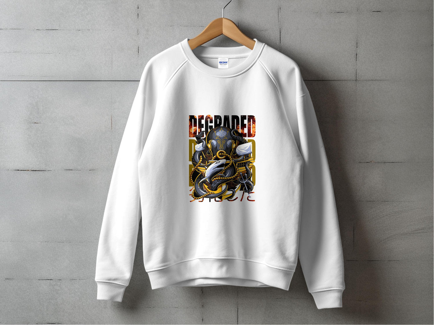 Degraded Printed Octopus Graphic White Sweatshirt product