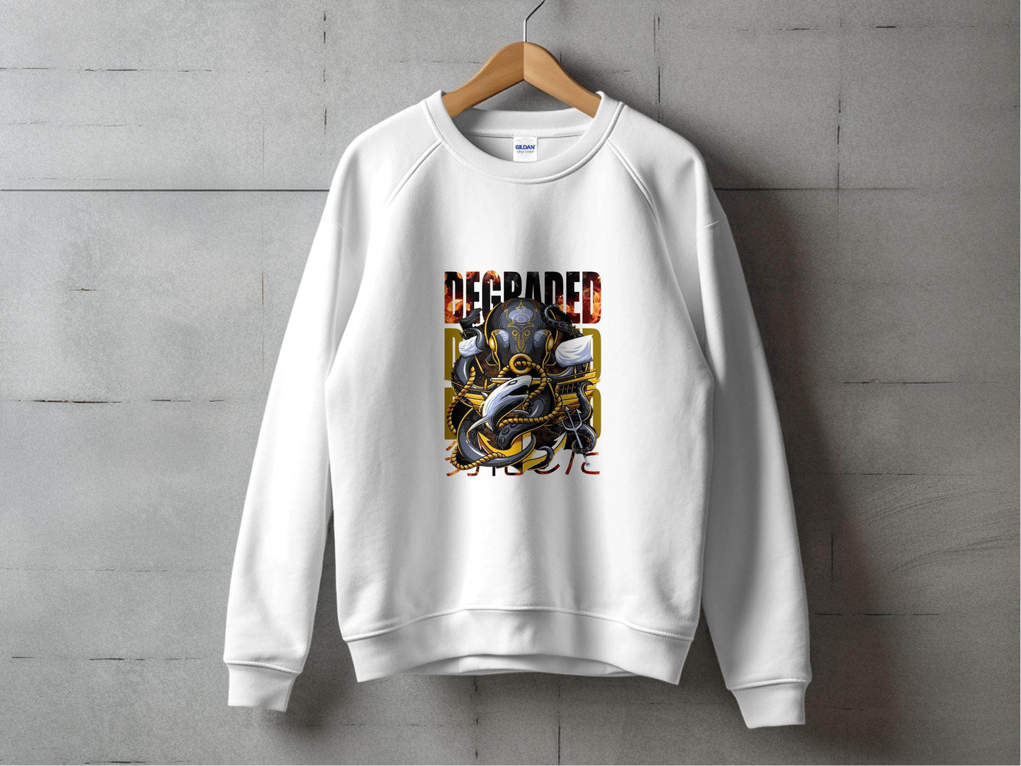 Degraded Design with Shark Anchor Octopus Artwork Sweater - Design & Vybe