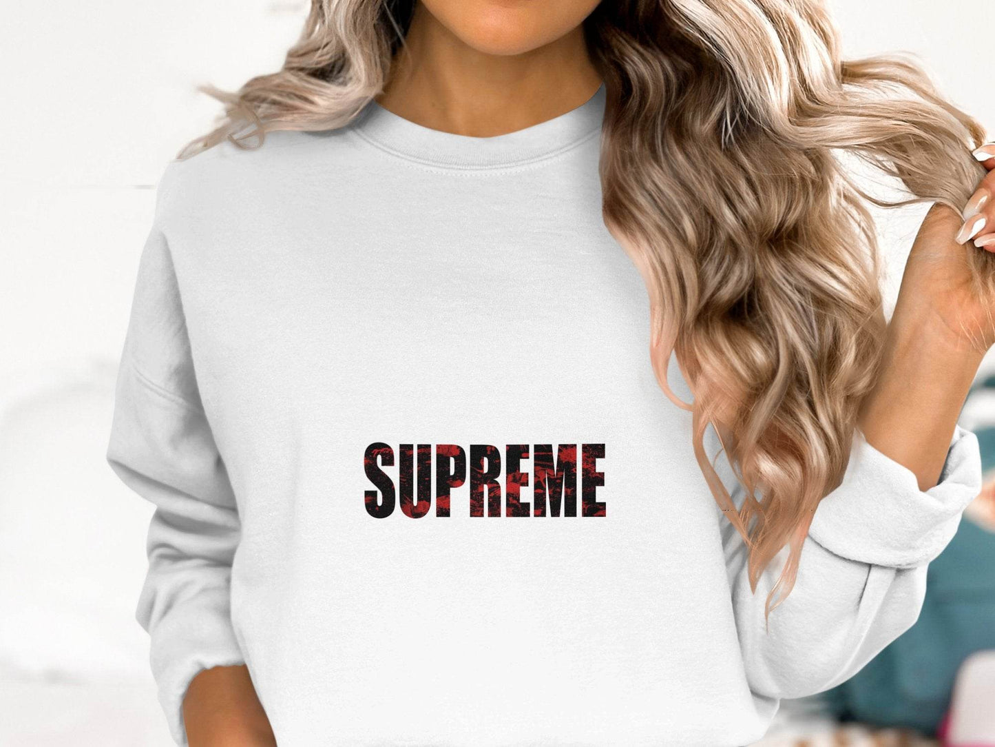 Supreme Text Illustration Graphic Novelty Art Sweater - Design & Vybe