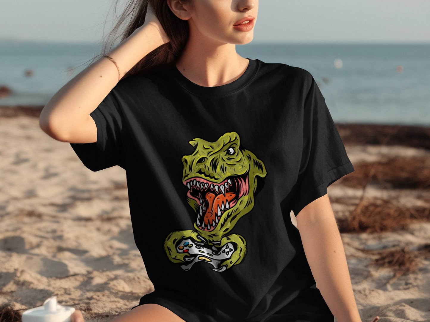 Dinosaur Gaming Graphic Design T-Shirt - Design & Vybe