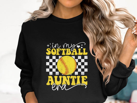 In My Softball Auntie Era Groovy Retro Proud Graphic Design Image Sweater - Design & Vybe