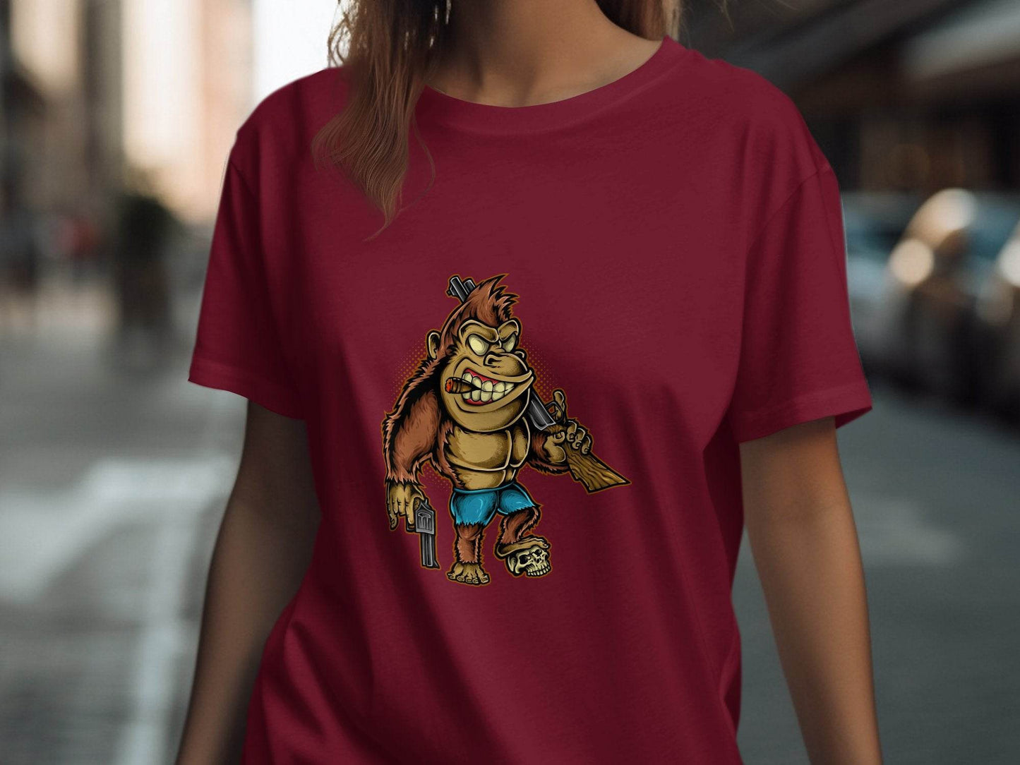 Fierce Gorilla with Guns Graphic Printed T-Shirt - Design & Vybe