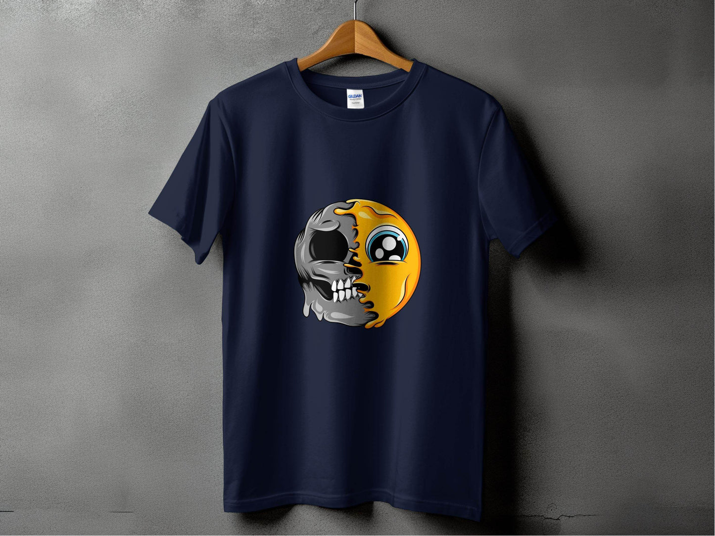 Emoji Meets Skull Fusion Unique Graphic Print T-Shirt - Design & Vybe