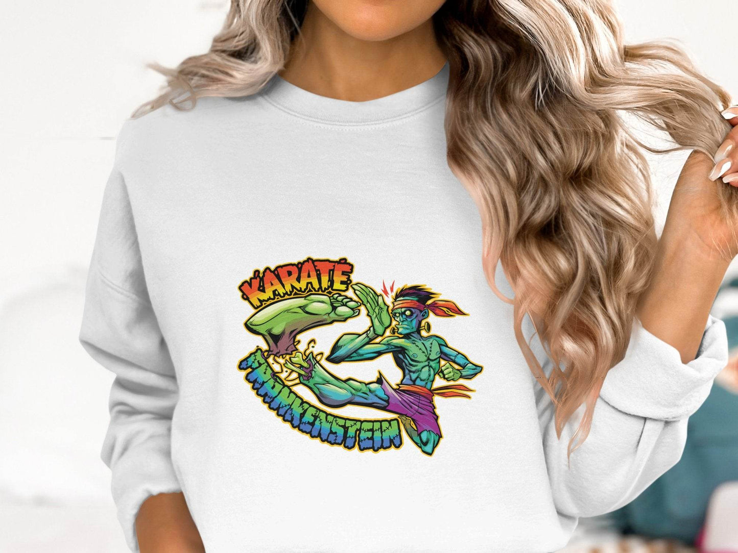 Karate Frankenstein Zombie Monster Funny Halloween Sweater - Design & Vybe