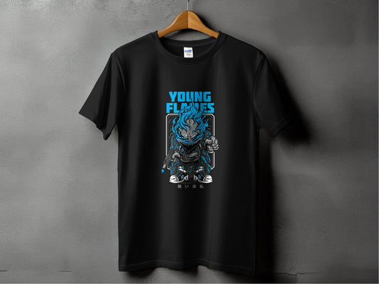 Young Flames Cartoon Style Monster Character Graphic T-Shirt - Design & Vybe