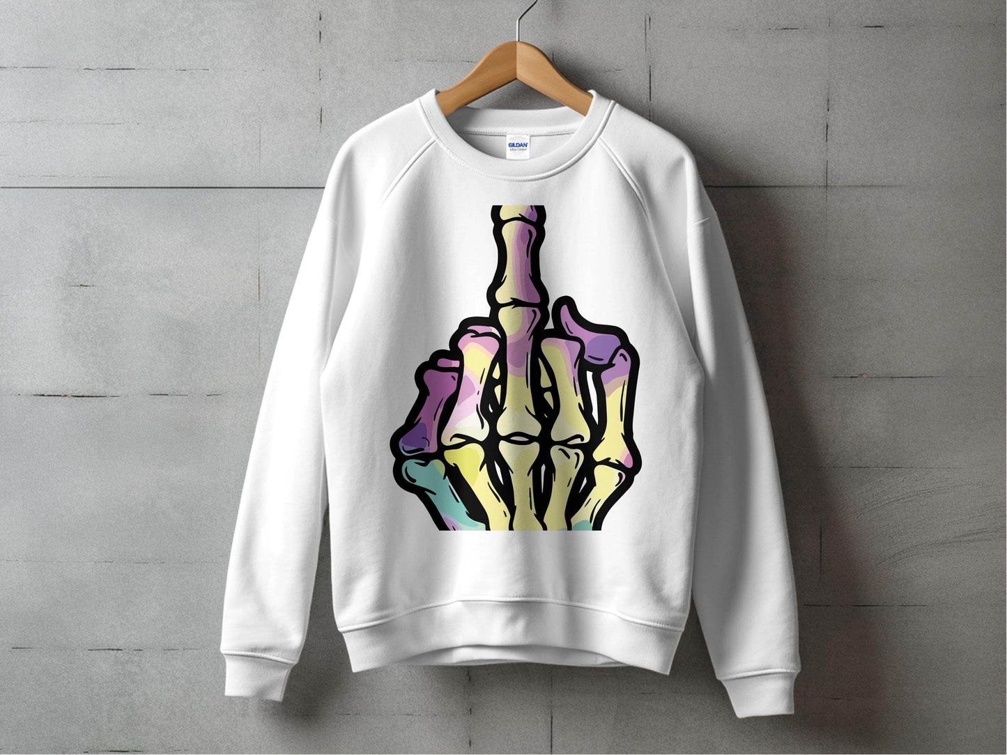 Colorful Skeleton Hand Gesture Graphic Sweater - Design & Vybe