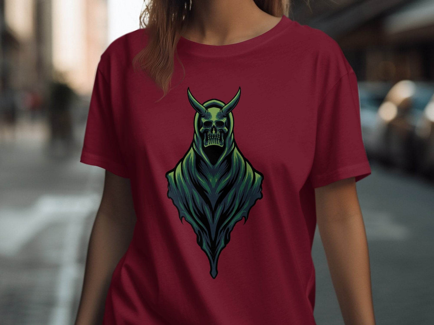 Gothic Hooded Skull Artwork Graphic T-Shirt - Design & Vybe