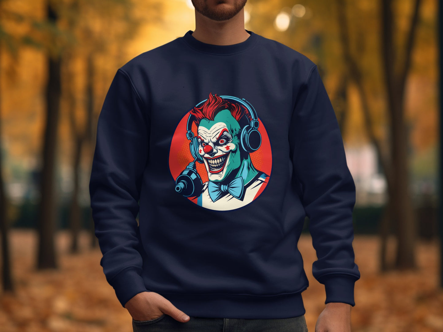 Menacing Clown with Headphones Graphic Sweatshirt product