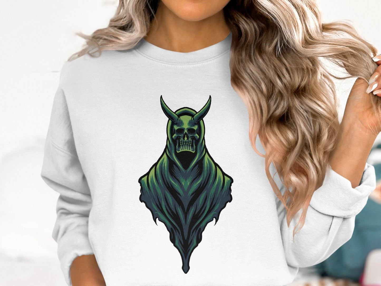 Gothic Hooded Skull Artwork Graphic Sweater - Design & Vybe