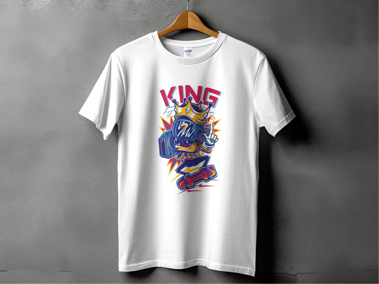King Skater With Question Mark Head Retro Design T-Shirt - Design & Vybe